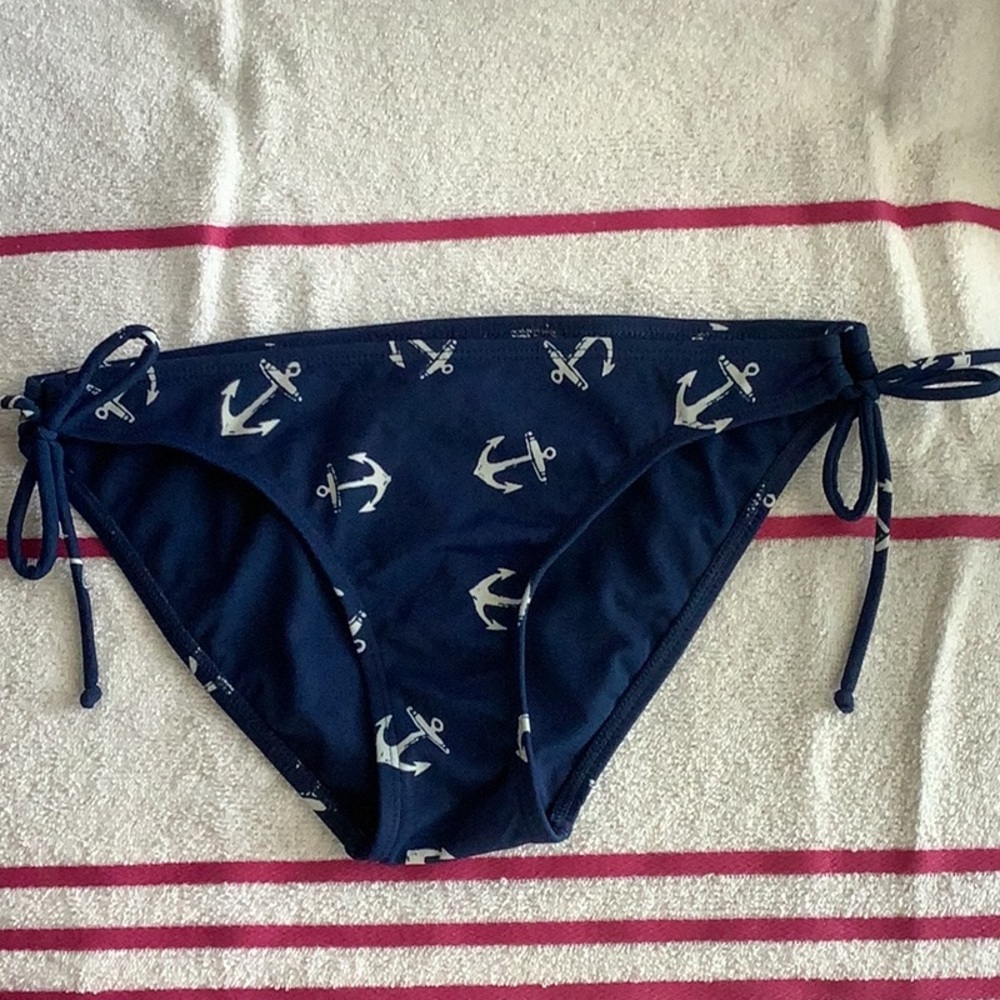 Blue and White Nautical Bikini with Adjustable Side Ties